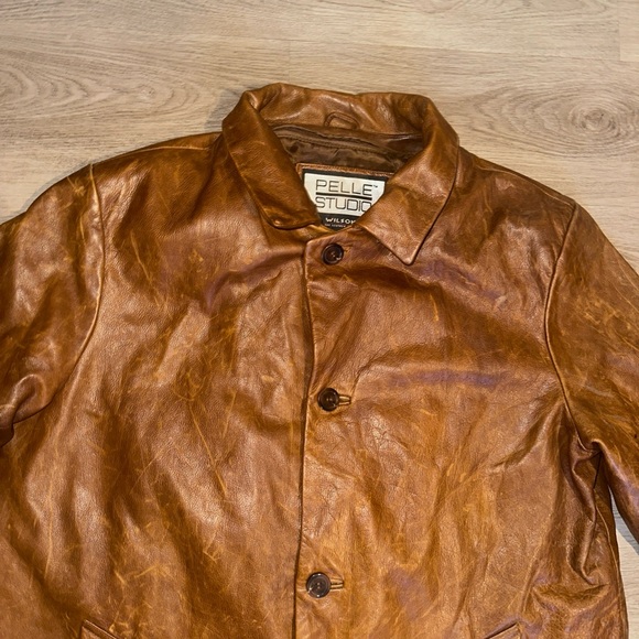 Vintage Pelle Studio Tan Leather Trench Coat - Picture 6 of 13